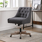 Charcoal gray linen fabric modern leisure swivel office chair by La Spezia additional picture 4
