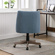 Blue linen fabric modern leisure swivel office chair by La Spezia additional picture 3