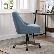 Blue linen fabric modern leisure swivel office chair by La Spezia additional picture 4