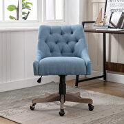 Blue linen fabric modern leisure swivel office chair by La Spezia additional picture 5