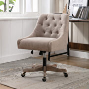 Brown linen fabric modern leisure swivel office chair by La Spezia additional picture 3