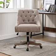 Brown linen fabric modern leisure swivel office chair by La Spezia additional picture 6