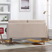 Beige velvet loveseat sofa with stainless feet by La Spezia additional picture 2