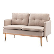 Beige velvet loveseat sofa with stainless feet by La Spezia additional picture 4