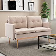 Beige velvet loveseat sofa with stainless feet by La Spezia additional picture 9