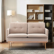 Beige velvet loveseat sofa with stainless feet by La Spezia additional picture 10