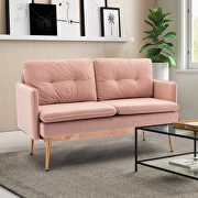 Loveseat rose golden velvet sofa with stainless feet by La Spezia additional picture 11