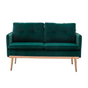 Loveseat green velvet sofa with stainless feet additional photo 2 of 15