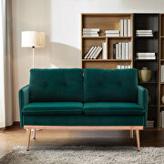 Loveseat green velvet sofa with stainless feet additional photo 3 of 15