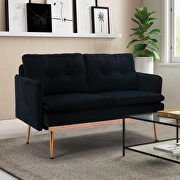 Black velvet sofa, accent loveseat sofa with stainless feet additional photo 2 of 14