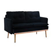 Black velvet sofa, accent loveseat sofa with stainless feet by La Spezia additional picture 11