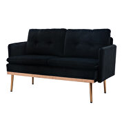 Black velvet sofa, accent loveseat sofa with stainless feet by La Spezia additional picture 12