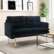 Black velvet sofa, accent loveseat sofa with stainless feet by La Spezia additional picture 14