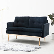 Black velvet sofa, accent loveseat sofa with stainless feet by La Spezia additional picture 15