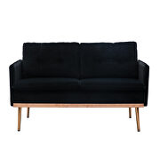 Black velvet sofa, accent loveseat sofa with stainless feet by La Spezia additional picture 10