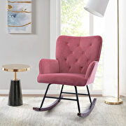 Mid-century modern pink velvet comfortable rocking chair by La Spezia additional picture 14