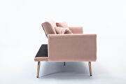 Loveseat sofa with rose gold metal feet and pink velvet additional photo 4 of 19