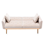 Beige velvet loveseat sofa with rose gold metal feet by La Spezia additional picture 11