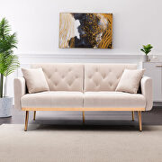 Beige velvet loveseat sofa with rose gold metal feet by La Spezia additional picture 12