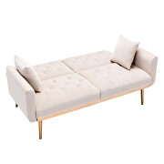 Beige velvet loveseat sofa with rose gold metal feet by La Spezia additional picture 3