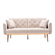 Beige velvet loveseat sofa with rose gold metal feet by La Spezia additional picture 4