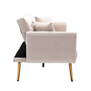 Beige velvet loveseat sofa with rose gold metal feet by La Spezia additional picture 6