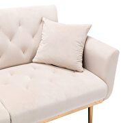 Beige velvet loveseat sofa with rose gold metal feet by La Spezia additional picture 10