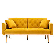 Mango finish velvet loveseat sofa with rose gold metal feet by La Spezia additional picture 11