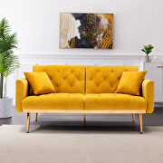 Mango finish velvet loveseat sofa with rose gold metal feet by La Spezia additional picture 9
