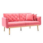 Peach velvet loveseat sofa with rose gold metal feet by La Spezia additional picture 2