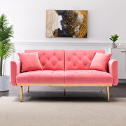 Peach velvet loveseat sofa with rose gold metal feet by La Spezia additional picture 12