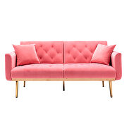 Peach velvet loveseat sofa with rose gold metal feet by La Spezia additional picture 4