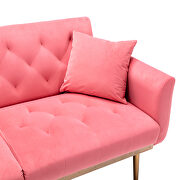 Peach velvet loveseat sofa with rose gold metal feet by La Spezia additional picture 5
