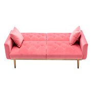 Peach velvet loveseat sofa with rose gold metal feet by La Spezia additional picture 8