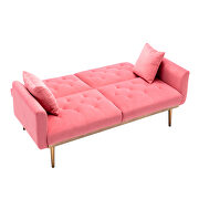 Peach velvet loveseat sofa with rose gold metal feet by La Spezia additional picture 10