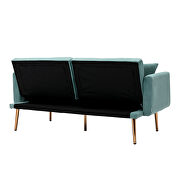 Light blue velvet loveseat sofa with rose gold metal feet by La Spezia additional picture 2