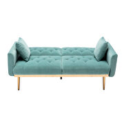 Light blue velvet loveseat sofa with rose gold metal feet by La Spezia additional picture 11