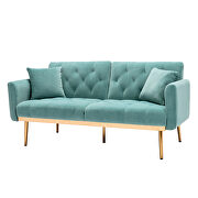 Light blue velvet loveseat sofa with rose gold metal feet by La Spezia additional picture 3