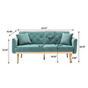 Light blue velvet loveseat sofa with rose gold metal feet by La Spezia additional picture 4