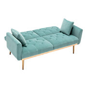 Light blue velvet loveseat sofa with rose gold metal feet by La Spezia additional picture 5