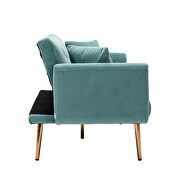 Light blue velvet loveseat sofa with rose gold metal feet by La Spezia additional picture 6
