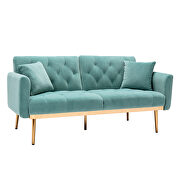 Light blue velvet loveseat sofa with rose gold metal feet by La Spezia additional picture 8
