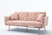 Pink velvet loveseat sofa with rose gold metal feet by La Spezia additional picture 2