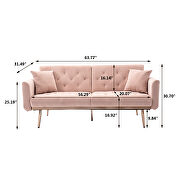 Pink velvet loveseat sofa with rose gold metal feet by La Spezia additional picture 12
