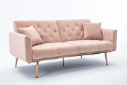 Pink velvet loveseat sofa with rose gold metal feet by La Spezia additional picture 4