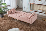 Pink velvet loveseat sofa with rose gold metal feet by La Spezia additional picture 5