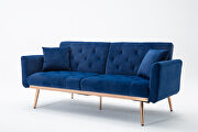 Navy velvet loveseat sofa with rose gold metal feet by La Spezia additional picture 11