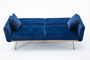 Navy velvet loveseat sofa with rose gold metal feet by La Spezia additional picture 6