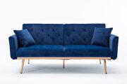 Navy velvet loveseat sofa with rose gold metal feet by La Spezia additional picture 7