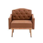 Brown pu accent chair with rose golden feet by La Spezia additional picture 10